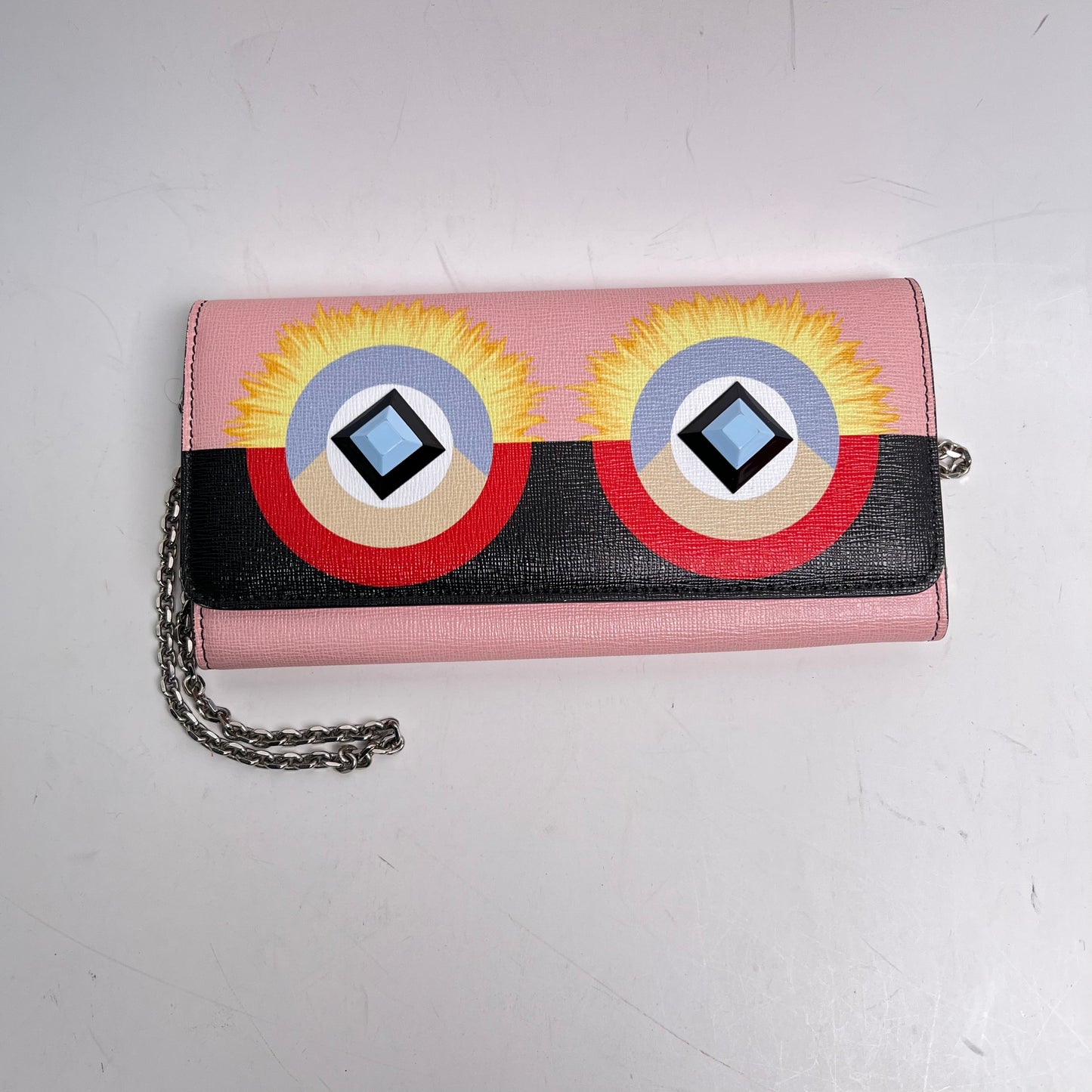 Pre-owned Fendi Monster Calfskin Wallet On a Chain - TS