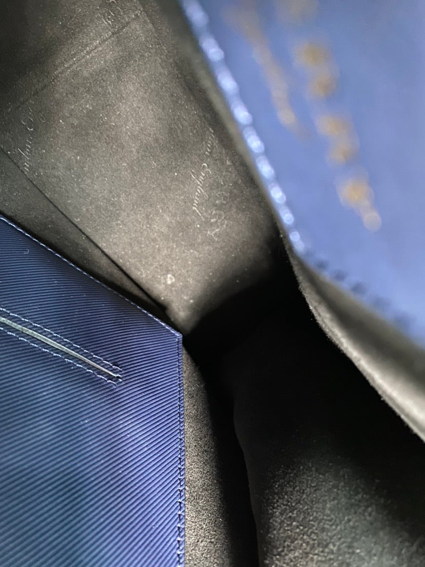 【DEAL】Pre-owned Burberry Deep Blue & Brown Calfskin Shoulder Bag-HZ