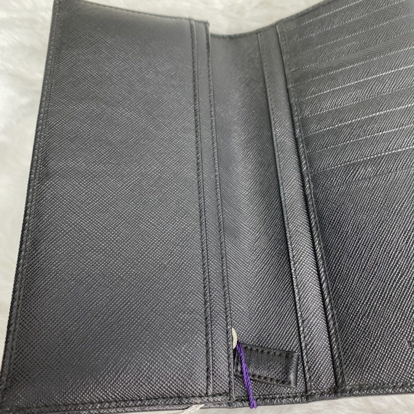 【Final Deal】Pre-owned Prada Black Saffiano Leather Long Fold Wallet-HZ