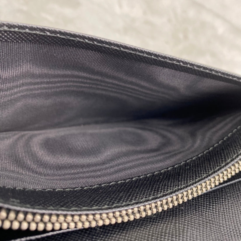 【Final Deal】Pre-owned Prada Black Saffiano Leather Long Fold Wallet-HZ