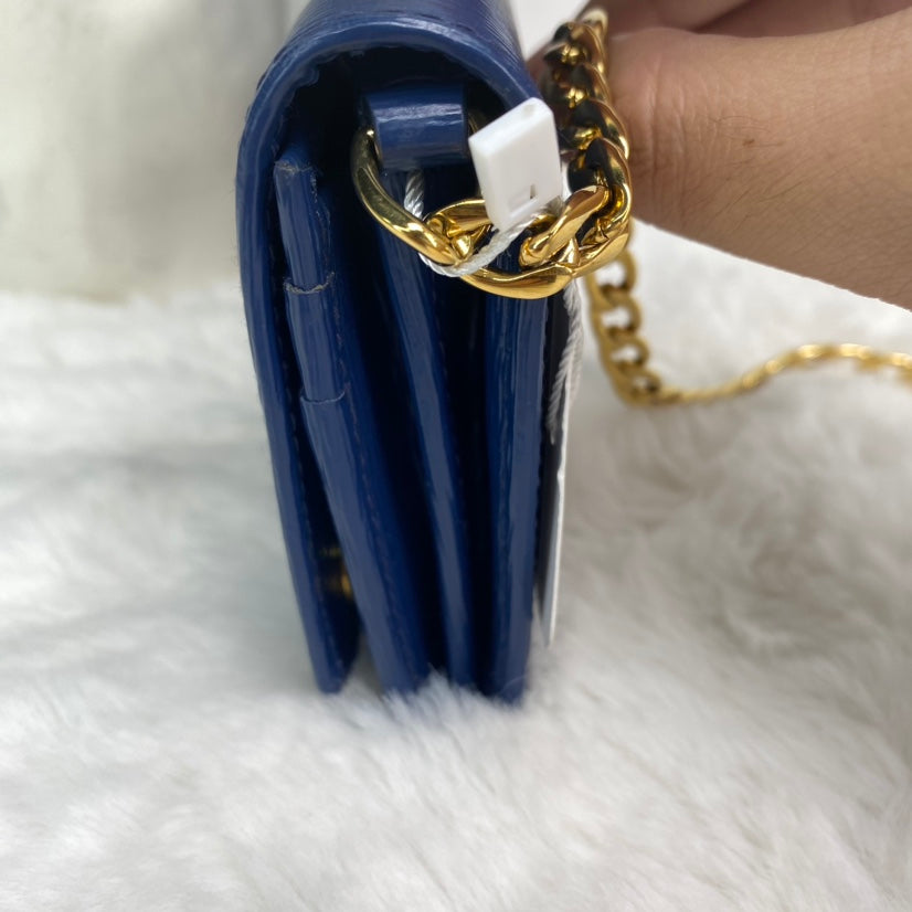 【DEAL】Pre-owned Prada Saffiano Blue&Gold EPI Shoulder Bag-HZ
