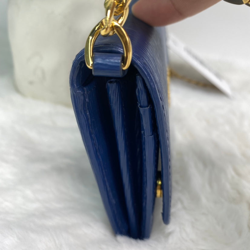 【DEAL】Pre-owned Prada Saffiano Blue&Gold EPI Shoulder Bag-HZ