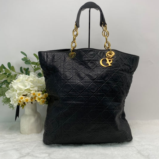 【DEAL】Pre-owned Dior Cannage Black Calfskin Tote - HZ