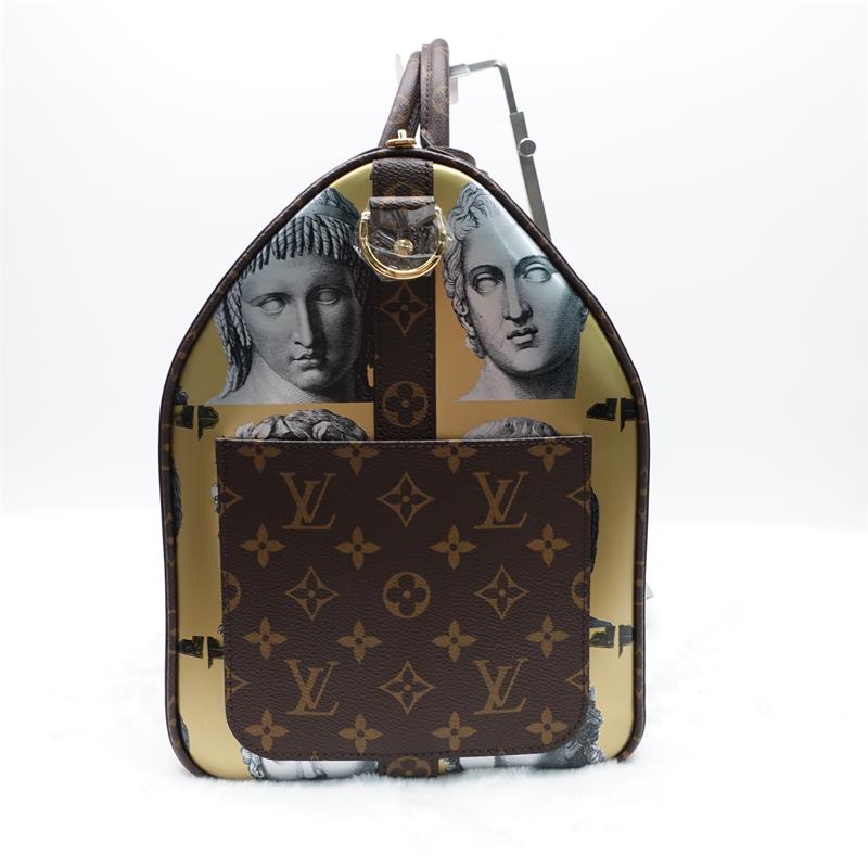 Pre-owned Louis Vuitton Keepall 45 Travel Gold And Brown Monogram Coated Canvas Shoulder Bag