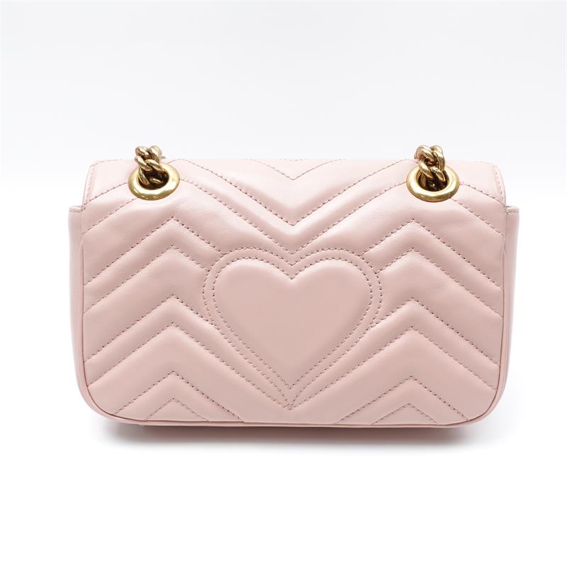 Pre-owned Gucci GG Marmont MINI Pink Calfskin Shoulder Bag