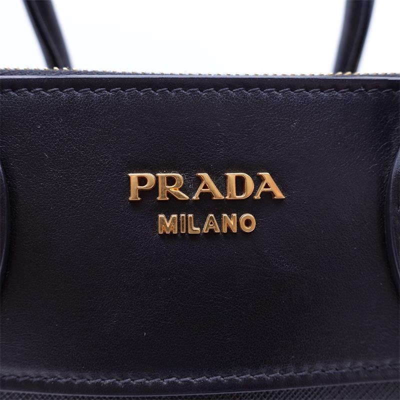 Pre-owned Prada bibliotheque Black Calfskin Shoulder Bag