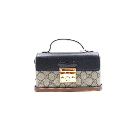 Gucci Padlock GG Beige And Black Coated Canvas Shoulder Bag