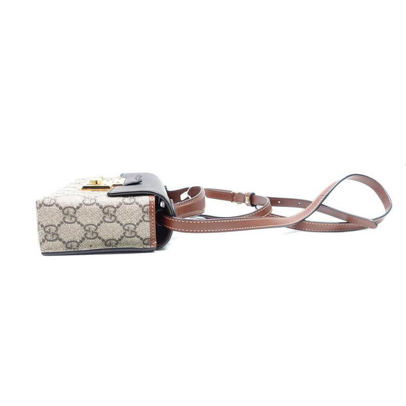 Gucci Padlock GG Beige And Black Coated Canvas Shoulder Bag