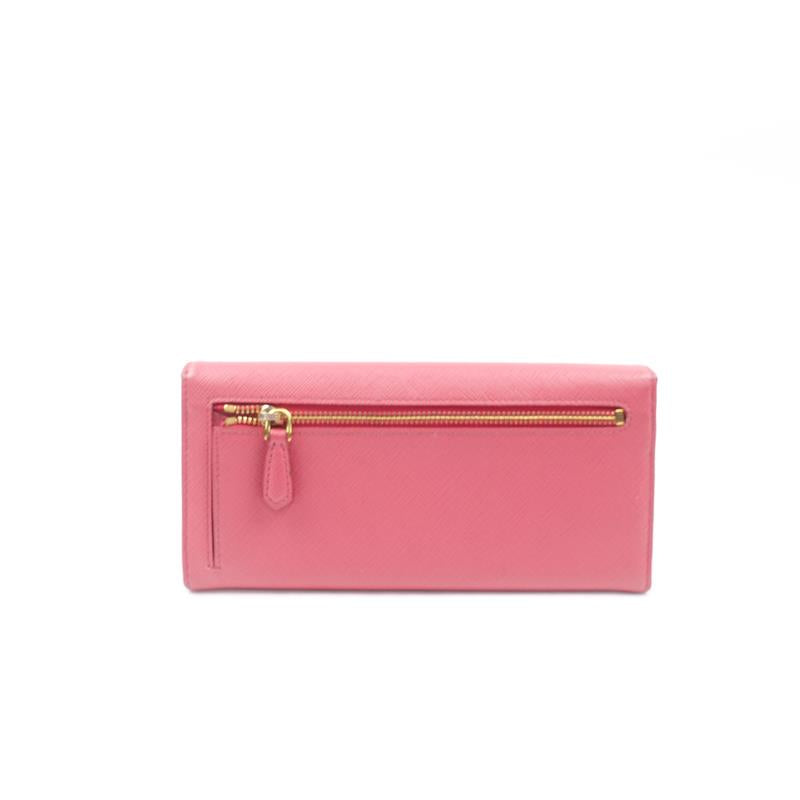 Pre-owned Prada Pink Calfskin Long Wallet