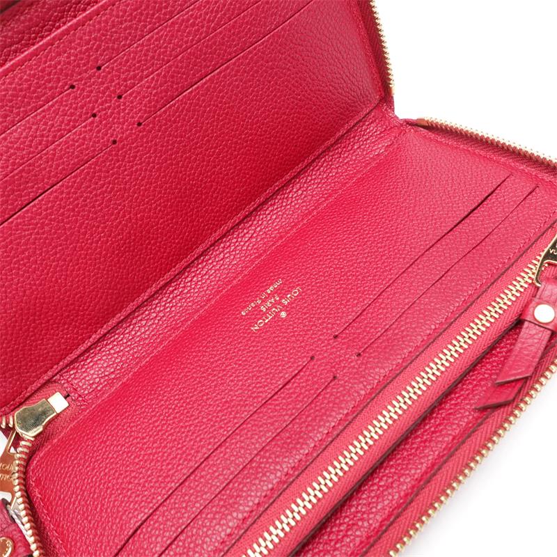 Pre-owned Louis Vuitton Watermelon Red Calfskin Zippy Long Wallet