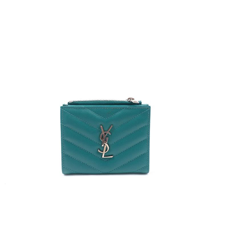 Pre-owned Saint Laurent Green Calfskin Wallet