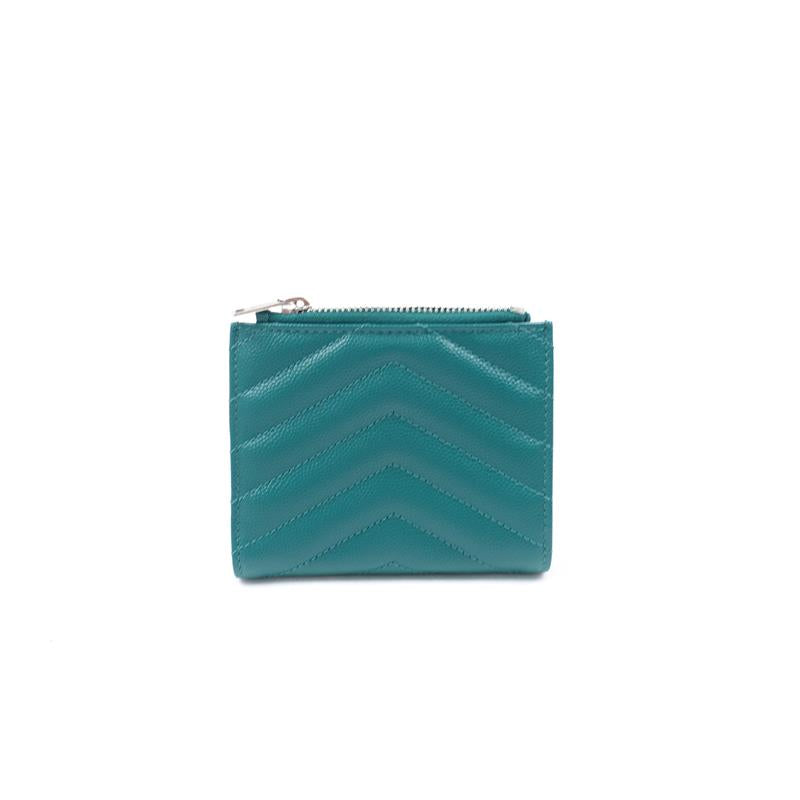 Pre-owned Saint Laurent Green Calfskin Wallet