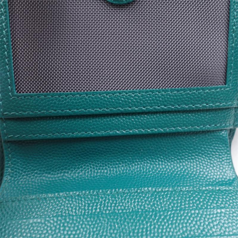 Pre-owned Saint Laurent Green Calfskin Wallet