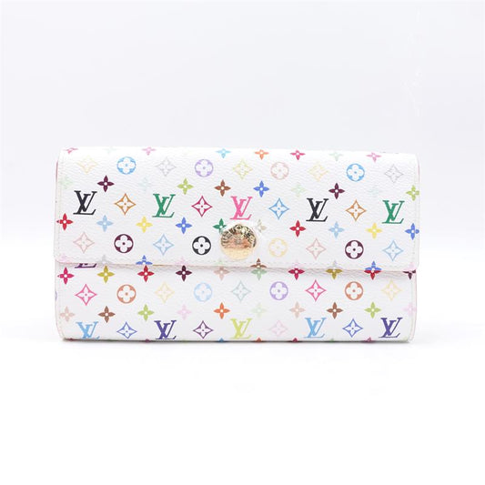 Louis Vuitton Sarah White Multicolor Monogram Coated Canvas Long Wallet