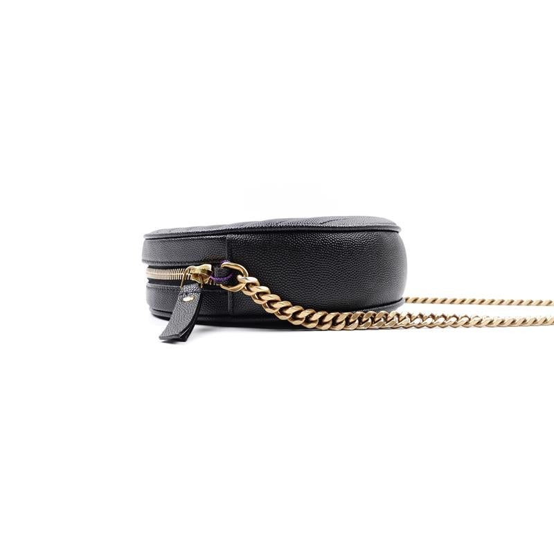 Pre-owned Saint Laurent Vinyle Round Black Calfskin Shoulder Bag