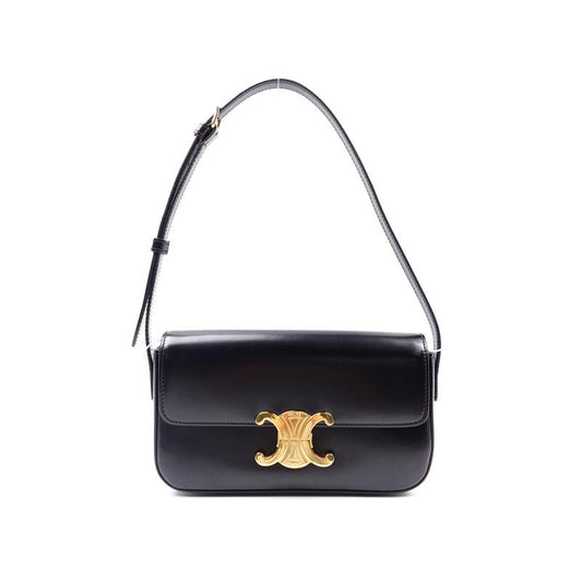 Pre-owned Celine Triomphe Black Calfskin Shoulder Bag