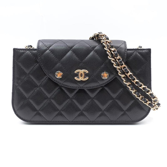 Pre-owned Chanel Balck Calfskin logo Shoulder Bag