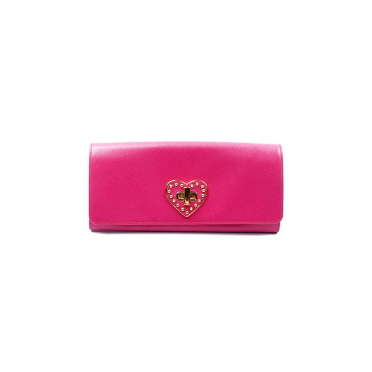 Pre-owned Prada Pink Calfskin Long Wallet