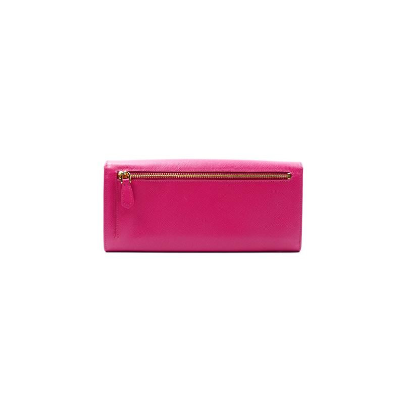 Pre-owned Prada Pink Calfskin Long Wallet