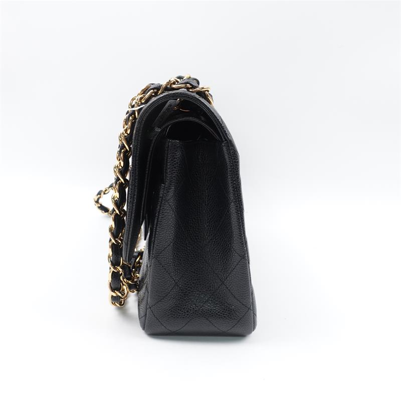 Pre-owned Chanel CF Jumbo Black Calskin Shoulder Bag-TS