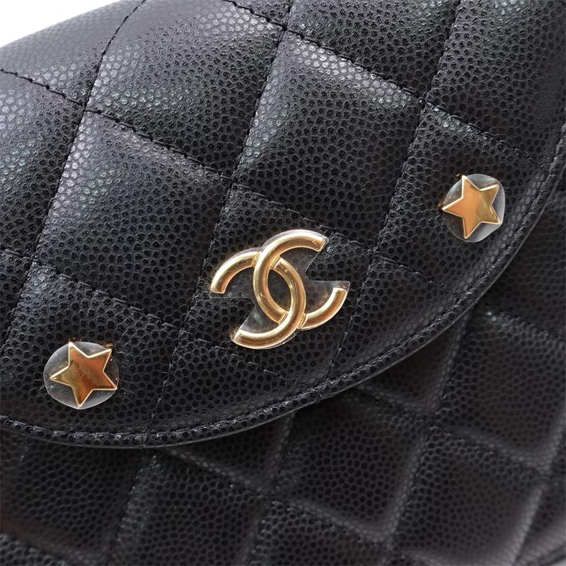 Pre-owned Chanel Balck Calfskin logo Shoulder Bag