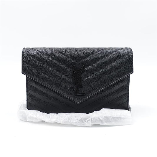Pre-owned Saint Laurent WOC Black Calfskin Shoulder Bag-HZ
