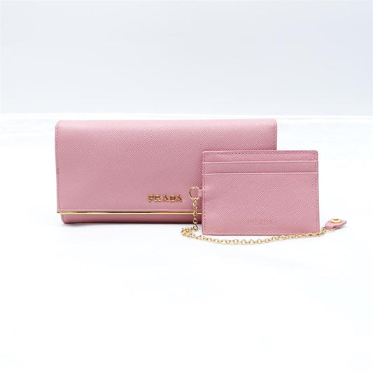 Pre-owned Prada Pink Calfskin Long Wallet