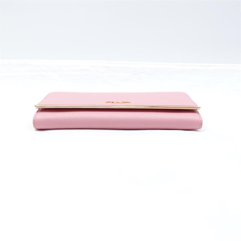 Pre-owned Prada Pink Calfskin Long Wallet