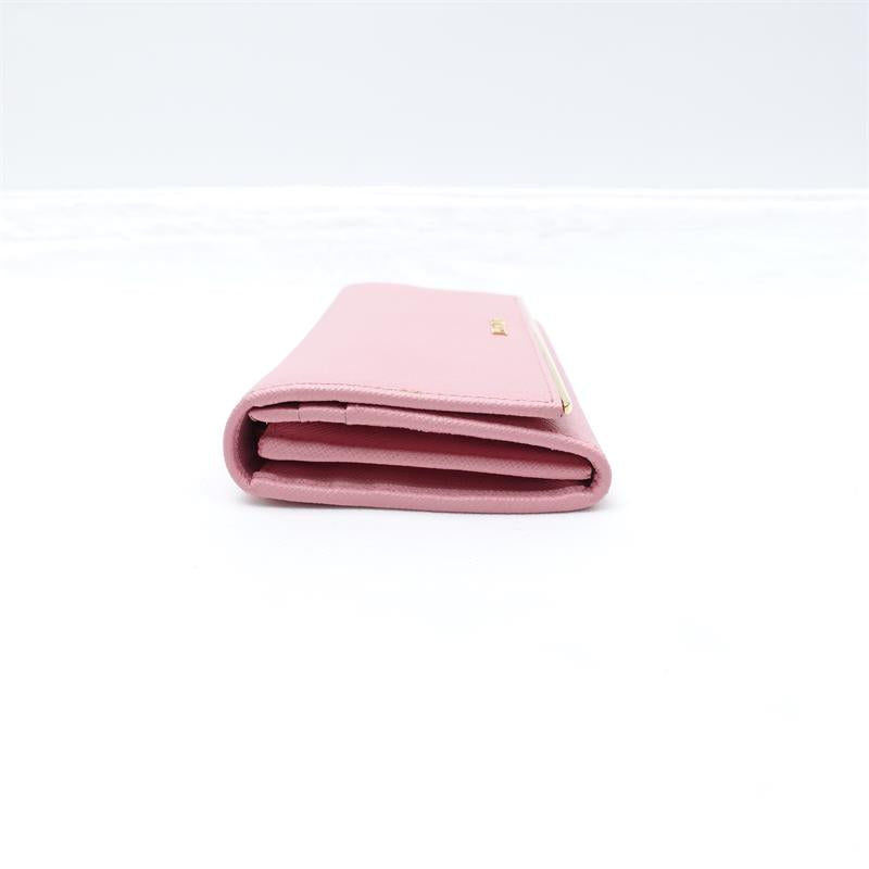 Pre-owned Prada Pink Calfskin Long Wallet