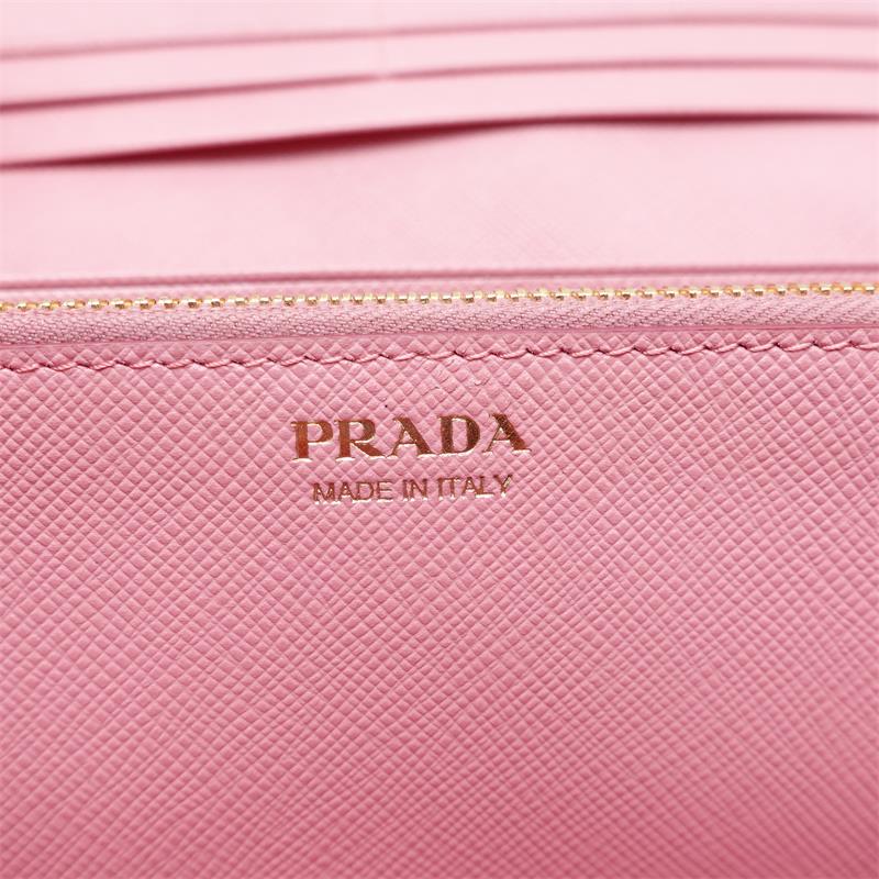 Pre-owned Prada Pink Calfskin Long Wallet