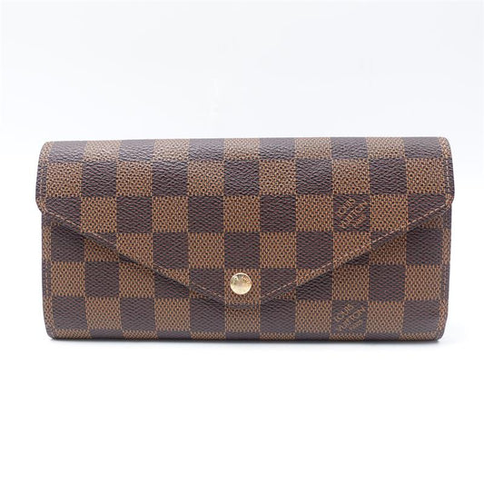 Pre-owned Louis Vuitton Sarah Brown Coated Canvas Long Wallet-TS