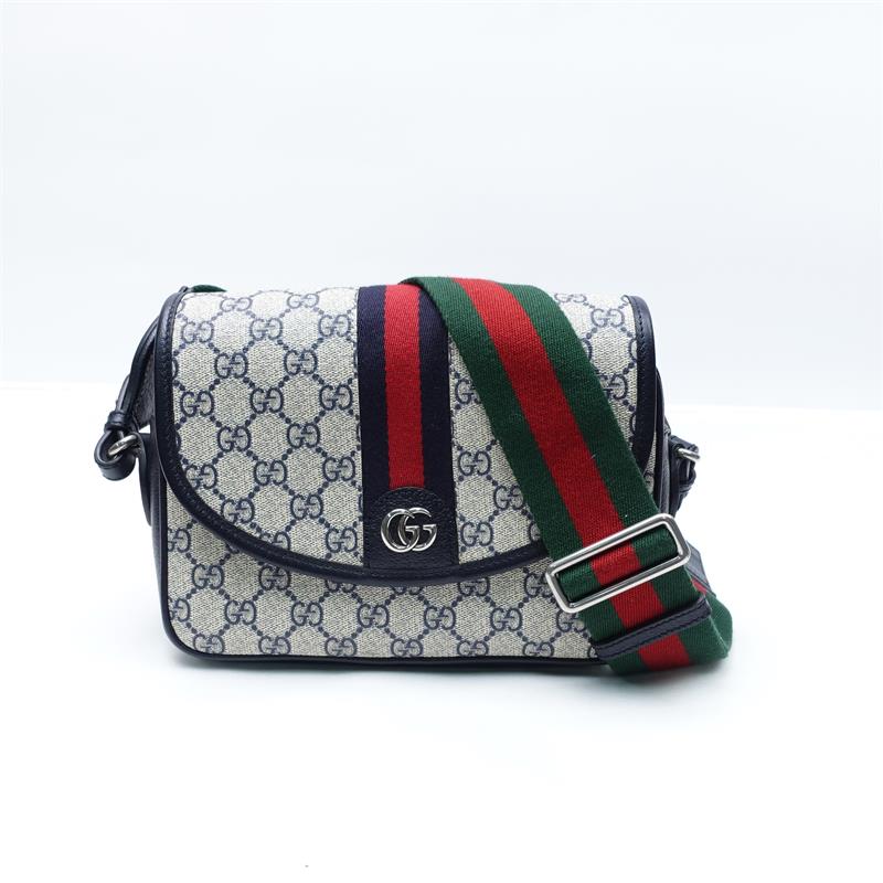 Pre-owned Gucci Ophidia GG Blue Coated Canvas Shoulder Bag