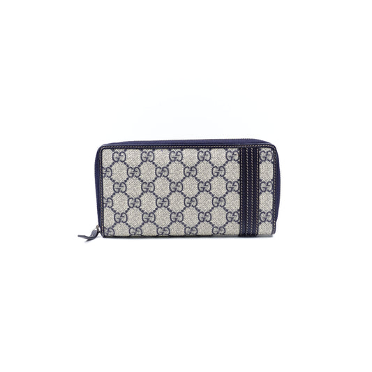 Pre onwed Gucci Blue Coated Canvas Long Wallet