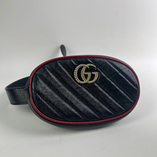 【Company Deal】Pre-owned Gucci Marmont Clafskin Red Edge Belt Bag - HZ