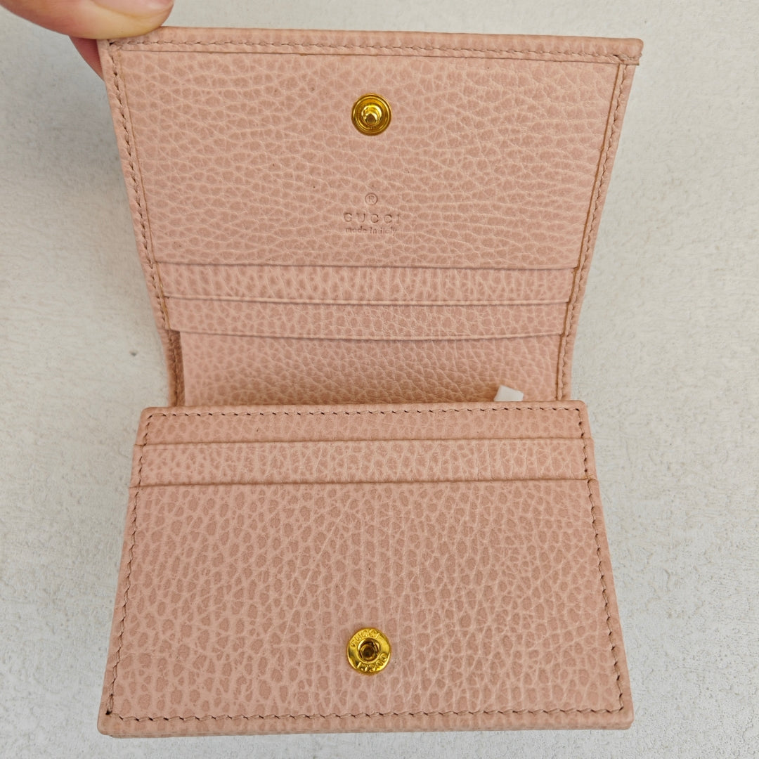 Pre-owned Gucci GG Pink Calfskin Short Wallet