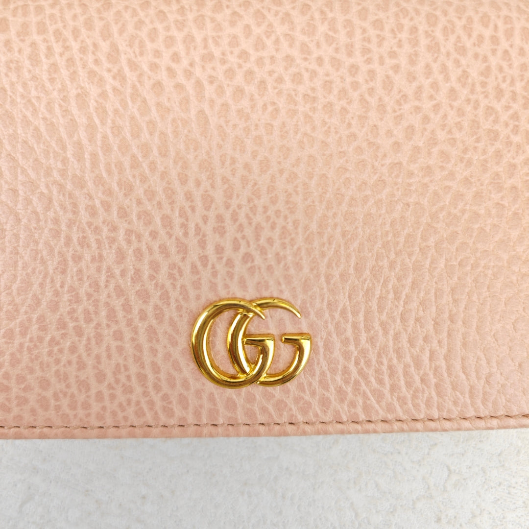 Pre-owned Gucci GG Pink Calfskin Short Wallet