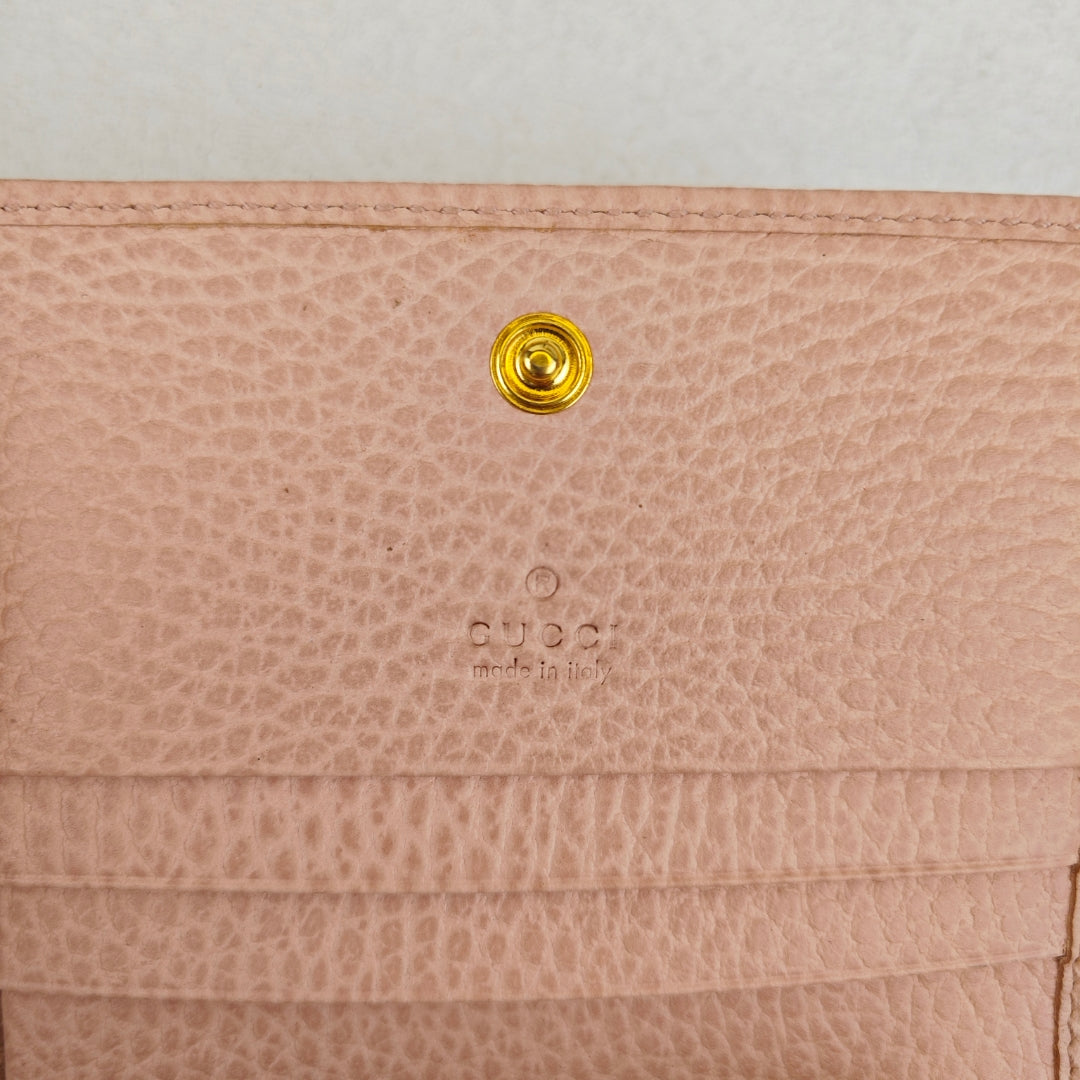 Pre-owned Gucci GG Pink Calfskin Short Wallet