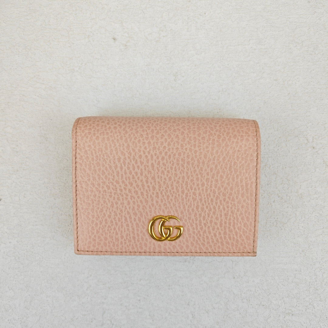 Pre-owned Gucci GG Pink Calfskin Short Wallet