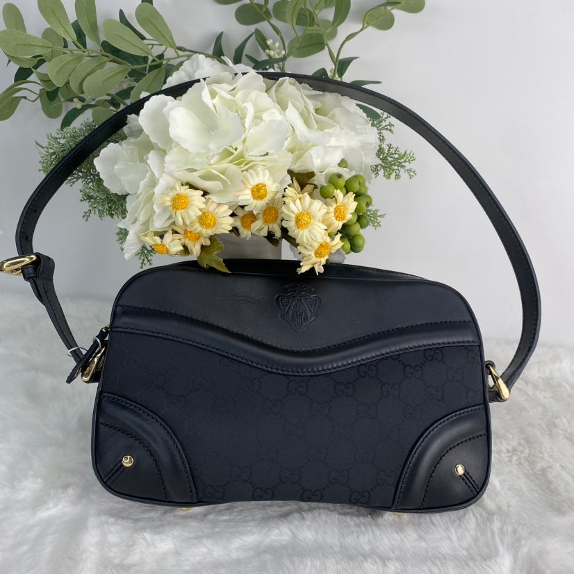 【deal】Pre-owned Gucci GG Canvas Black Shoulder Bag-HZ