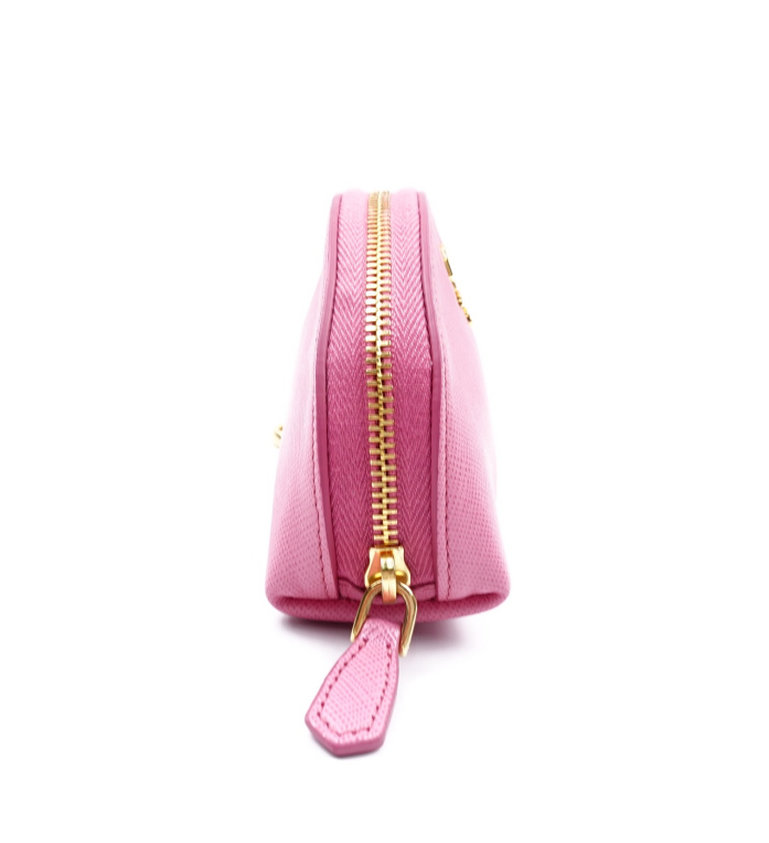 Pre-owned Prada Pink Saffiano Coin Purse